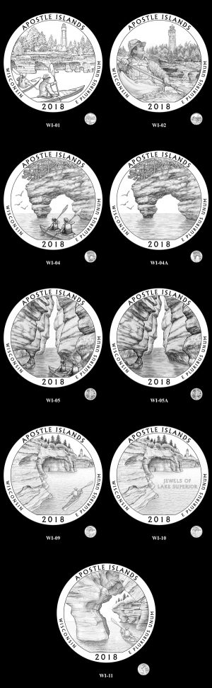 Candidate designs for the new 2018 Apostle Islands National Lakeshore quarter