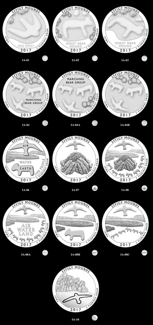 Candidate designs for the Effigy Mounds National Monument Quarter
