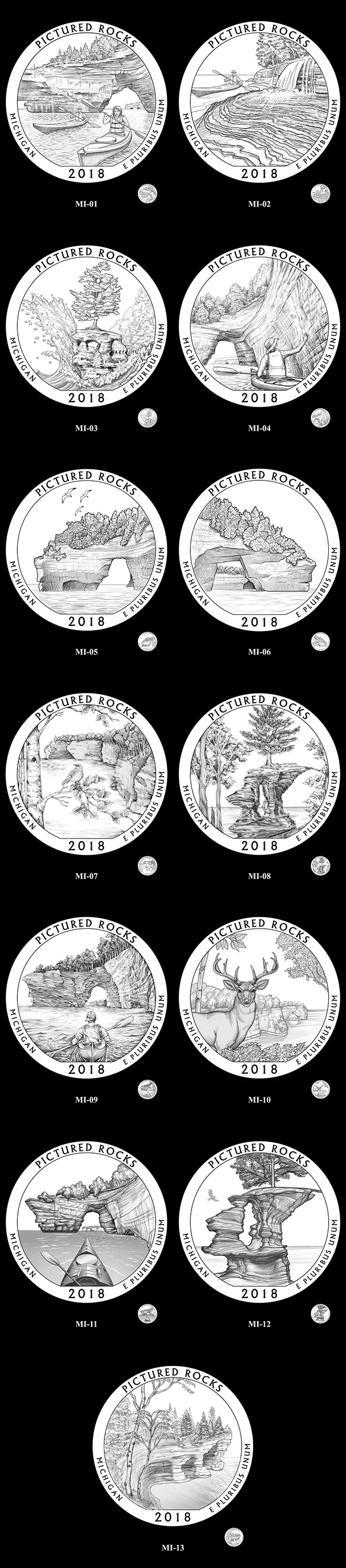 Candidate designs for new 2018 Pictured Rocks National Lakeshore Quarter