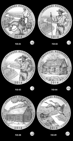 Candidate designs for the 2016 Theodore Roosevelt National Park quarter